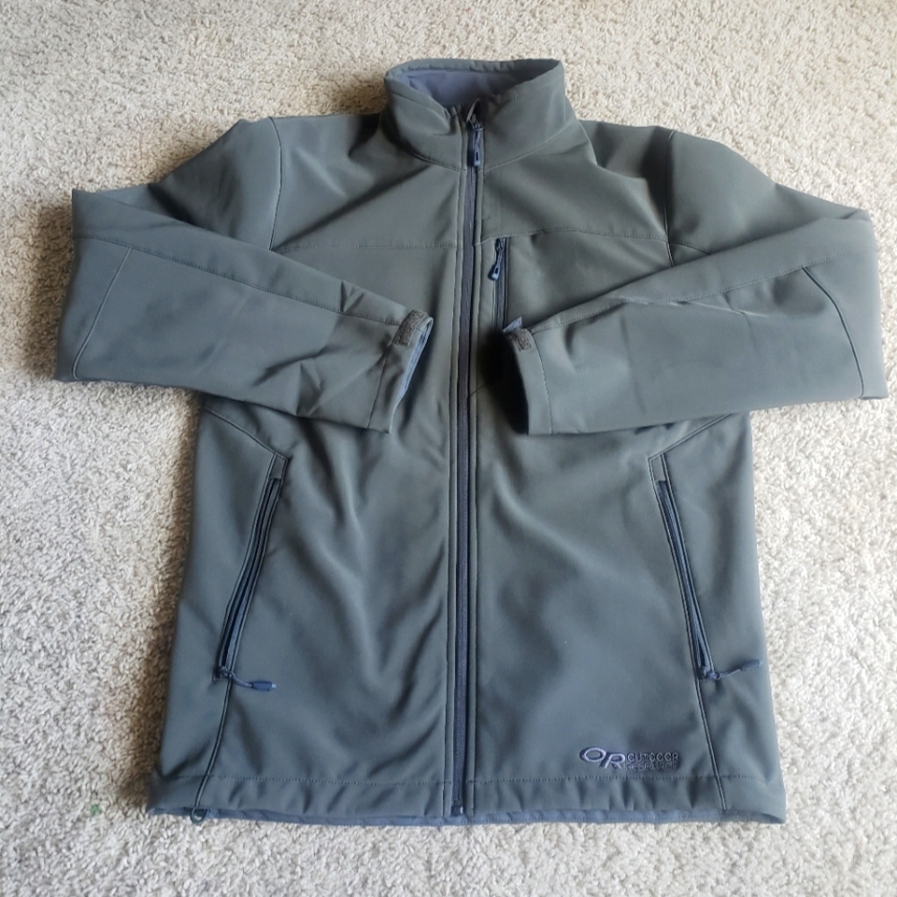 Outdoor Research Fleece-Lined Full Zip Rain Defender Soft Shell Jacket -